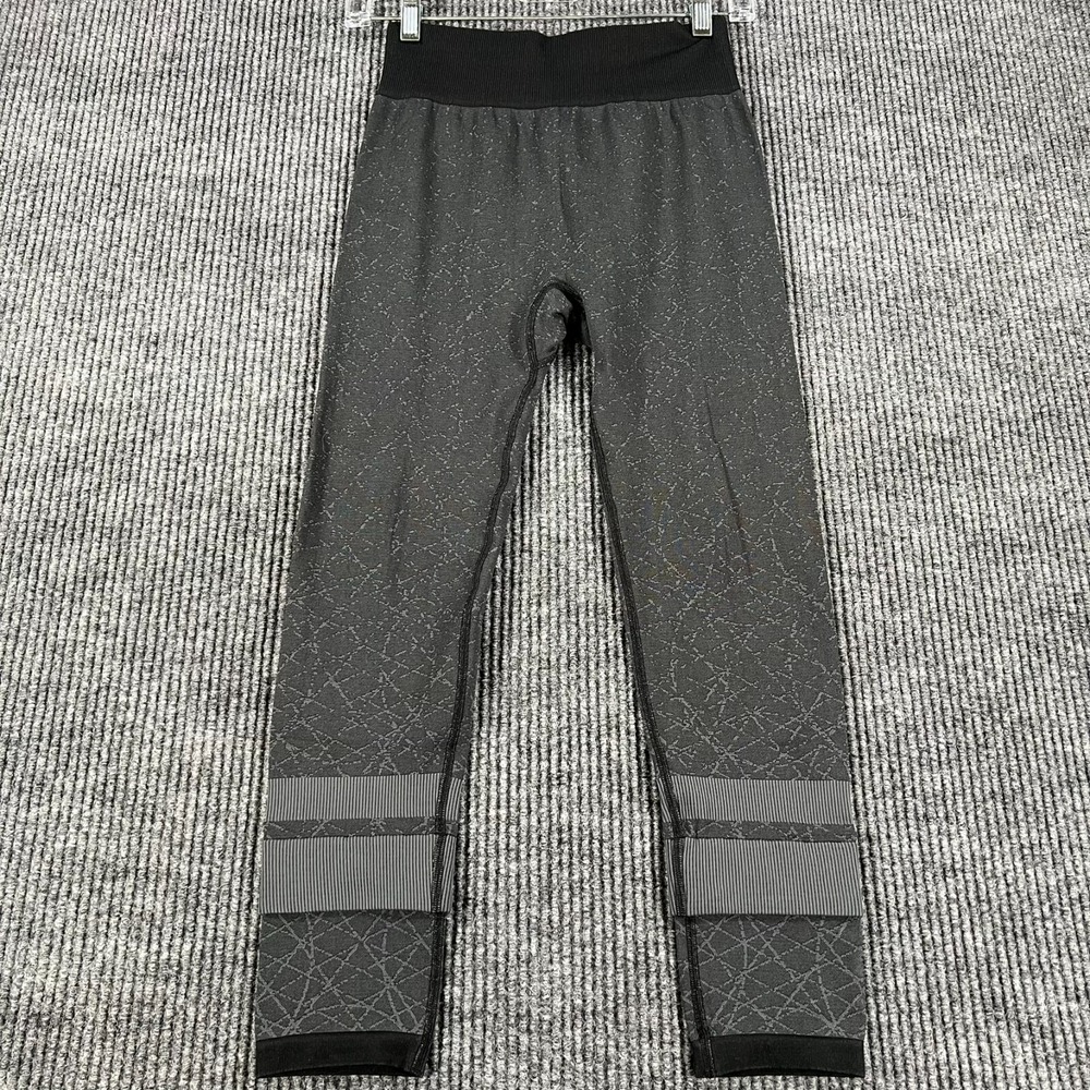 Adidas Leggings Womens Medium Black Gray Workout Active Casual Run Gym Lift